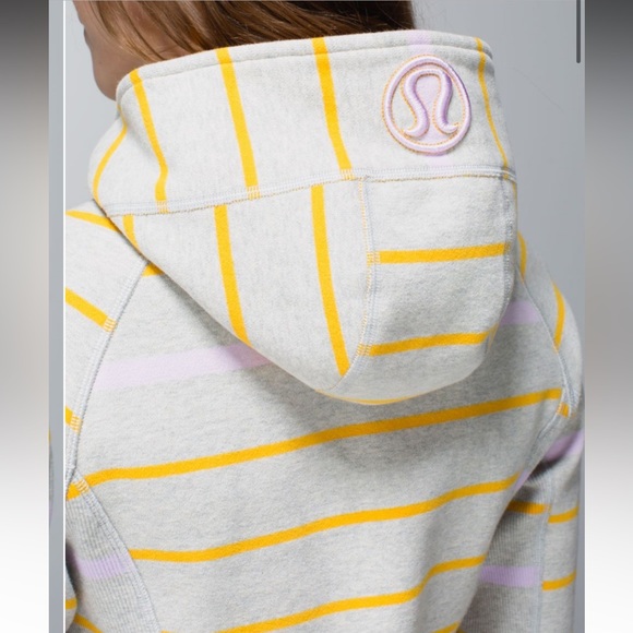 LULULEMON SCUBA HOODIE II-POP STRIPE HEATHERED GREY/BANANARAMA/PRETTY PURPLE-8 - Picture 5 of 9
